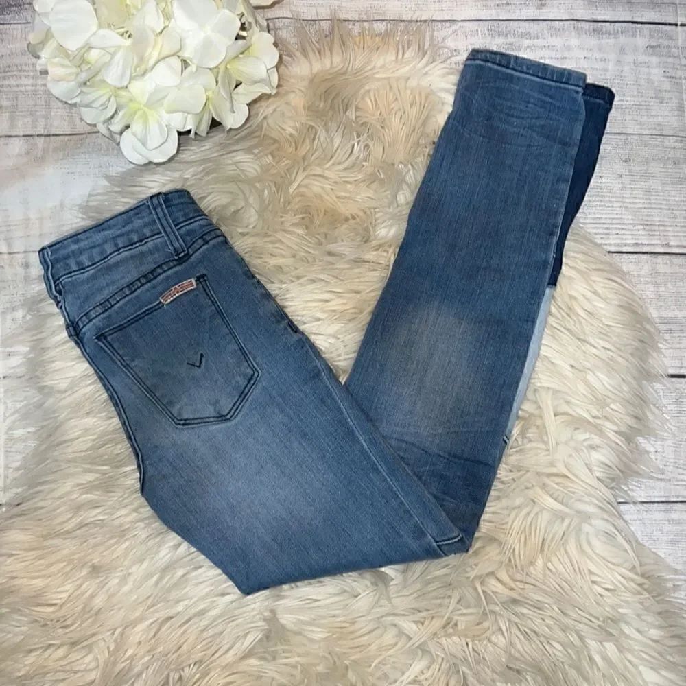 Hudson Jeans Skinny Denim Patch Jeans Girls sz 10 FLAW Stretch